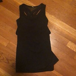 Black Lululemon tank top with built in sports bra.